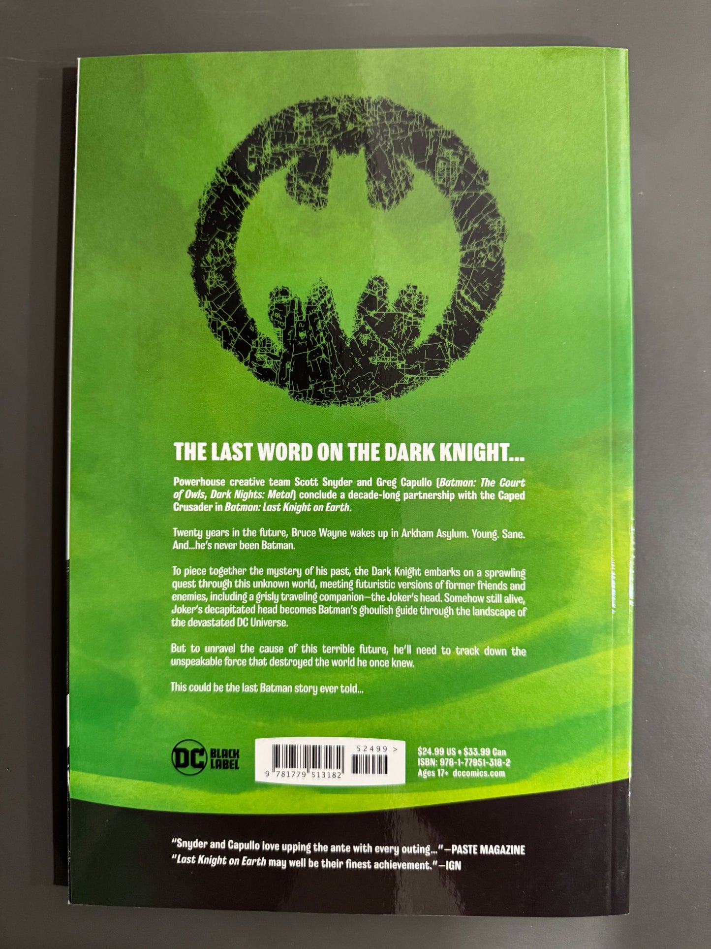 Batman: Last Knight on Earth TPB By Scott Snyder & Greg Capullo Like New
