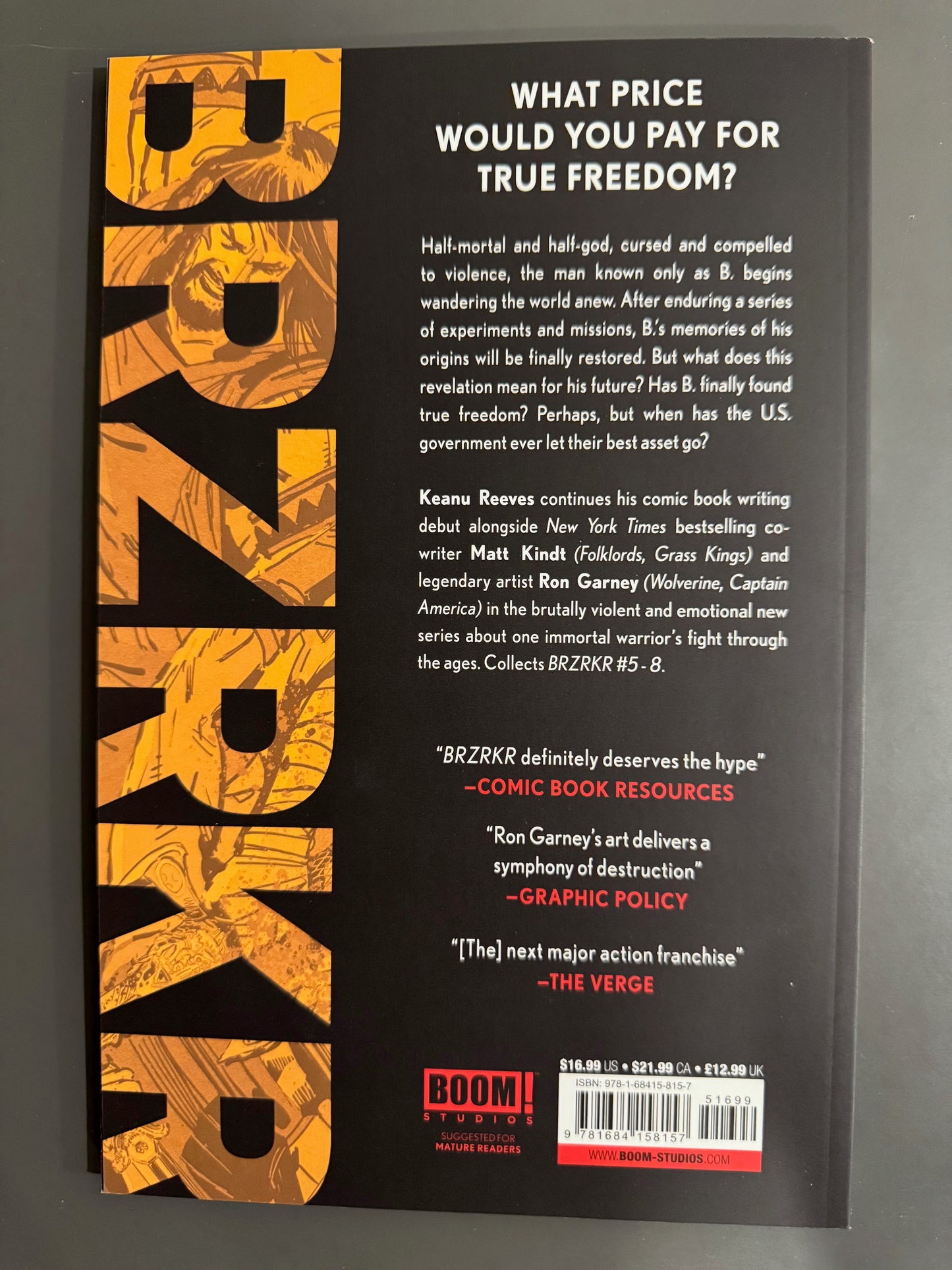 BRZKR 1-2-3 TPB By Keanu Reeves Like New